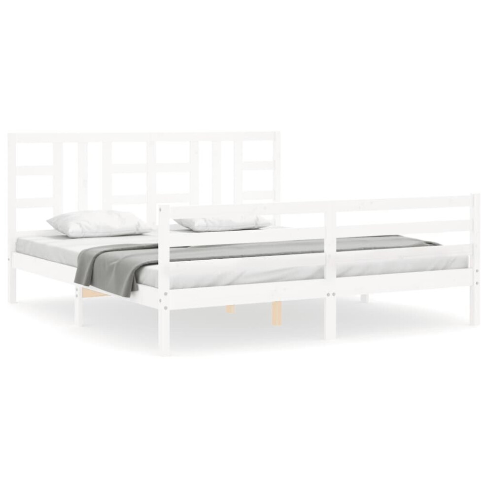 (white, 180 x 200 cm) vidaXL Bed Frame Platform Bed with Headboard Black Super King Size Solid Wood