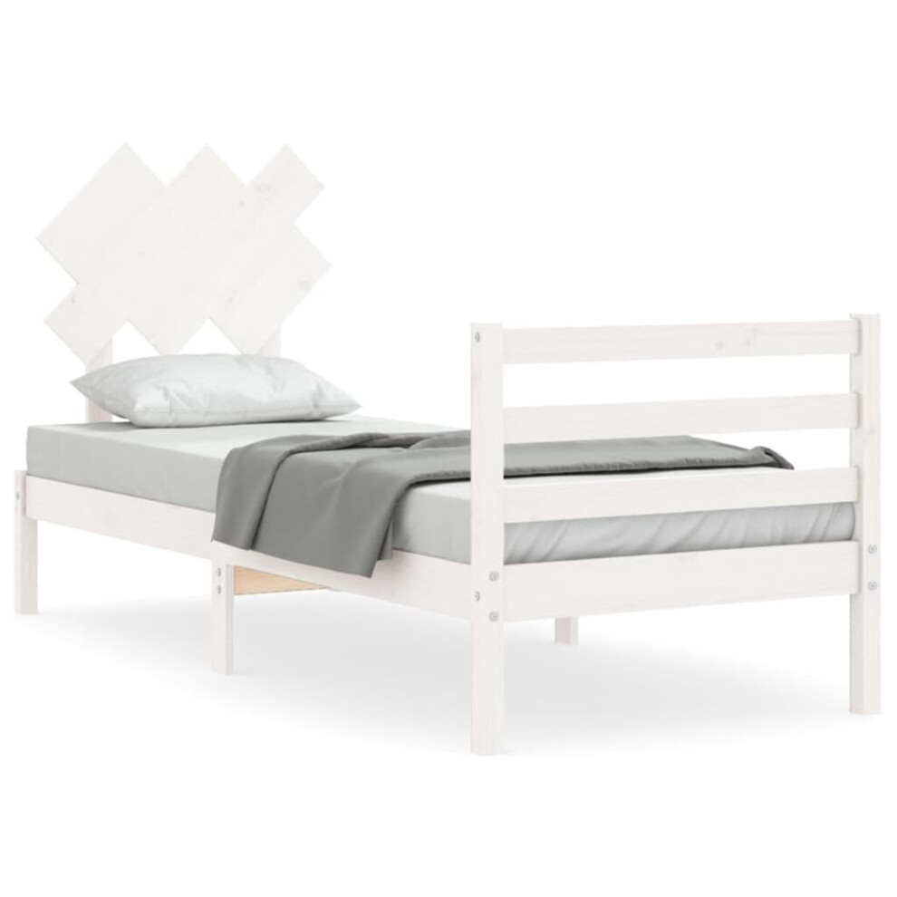 (white, 90 x 190 cm) vidaXL Bed Frame Platform Bed with Headboard Black Small Single Solid Wood