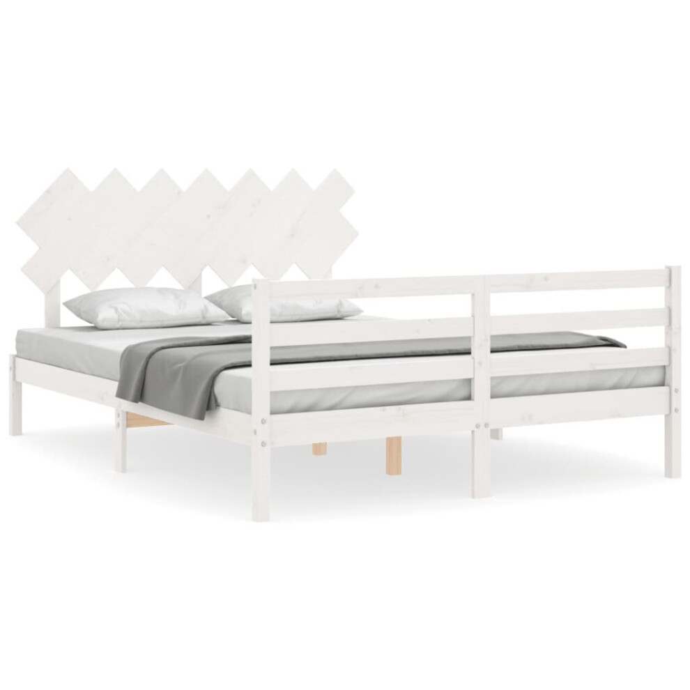 (white, 140 x 190 cm) vidaXL Bed Frame Platform Bed with Headboard Black Small Single Solid Wood