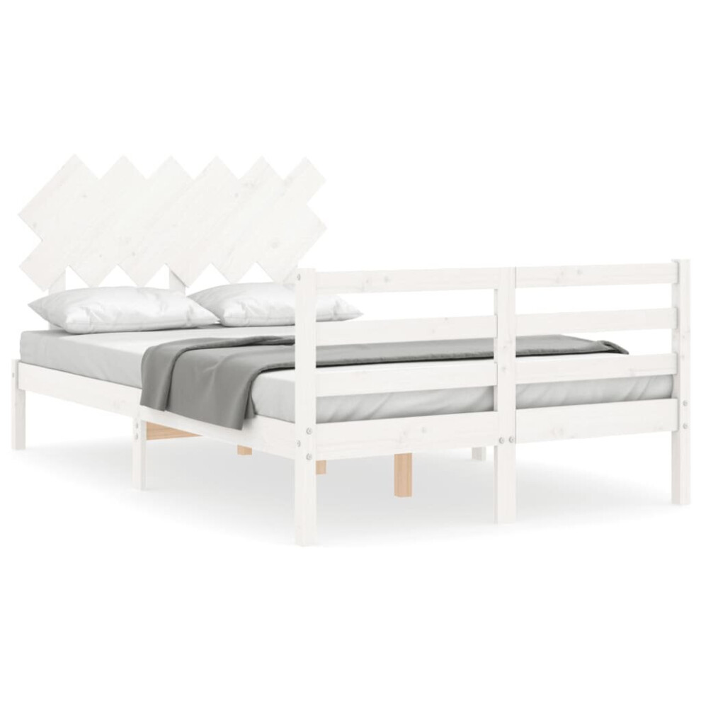 (white, 120 x 190 cm) vidaXL Bed Frame Platform Bed with Headboard Black Small Single Solid Wood