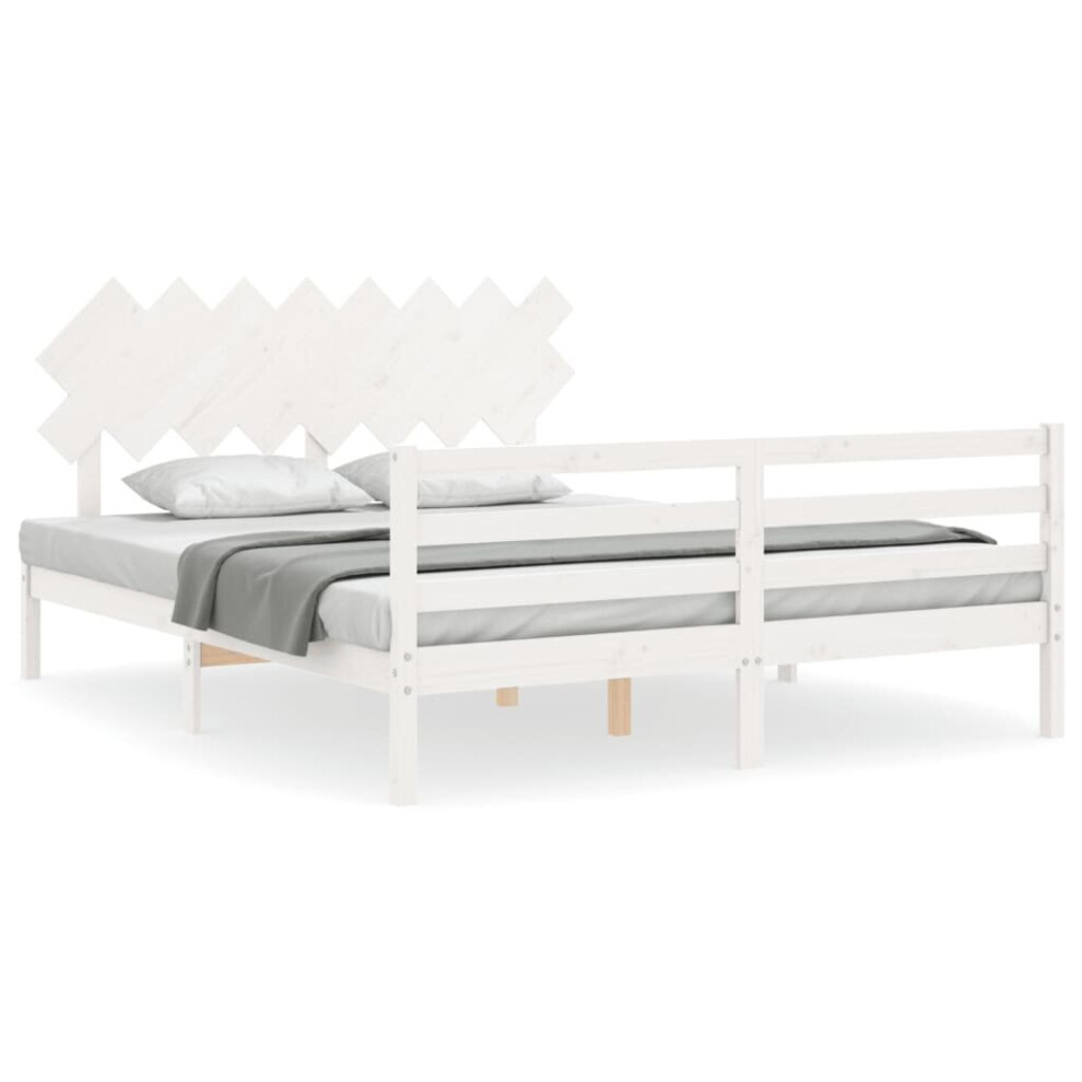 (white, 160 x 200 cm) vidaXL Bed Frame Platform Bed with Headboard Black Small Single Solid Wood