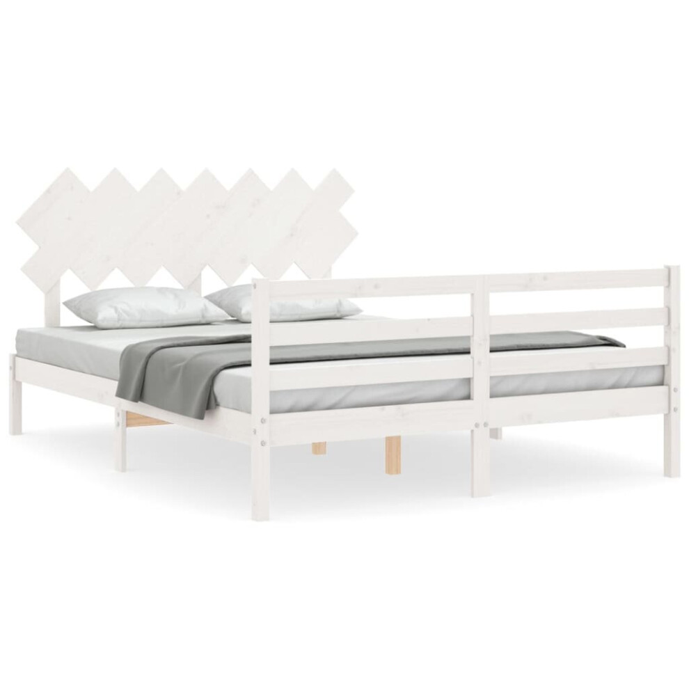 (white, 140 x 200 cm) vidaXL Bed Frame Platform Bed with Headboard Black Small Single Solid Wood