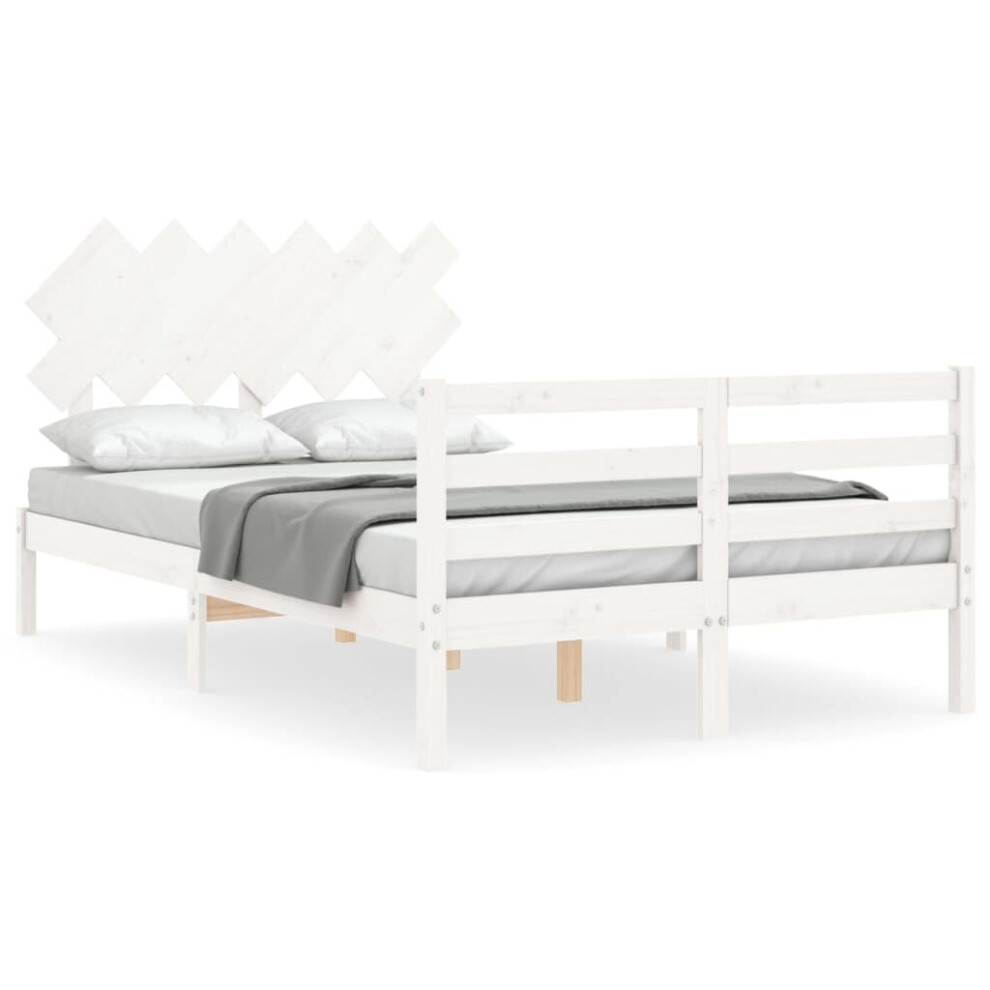 (white, 120 x 200 cm) vidaXL Bed Frame Platform Bed with Headboard Black Small Single Solid Wood