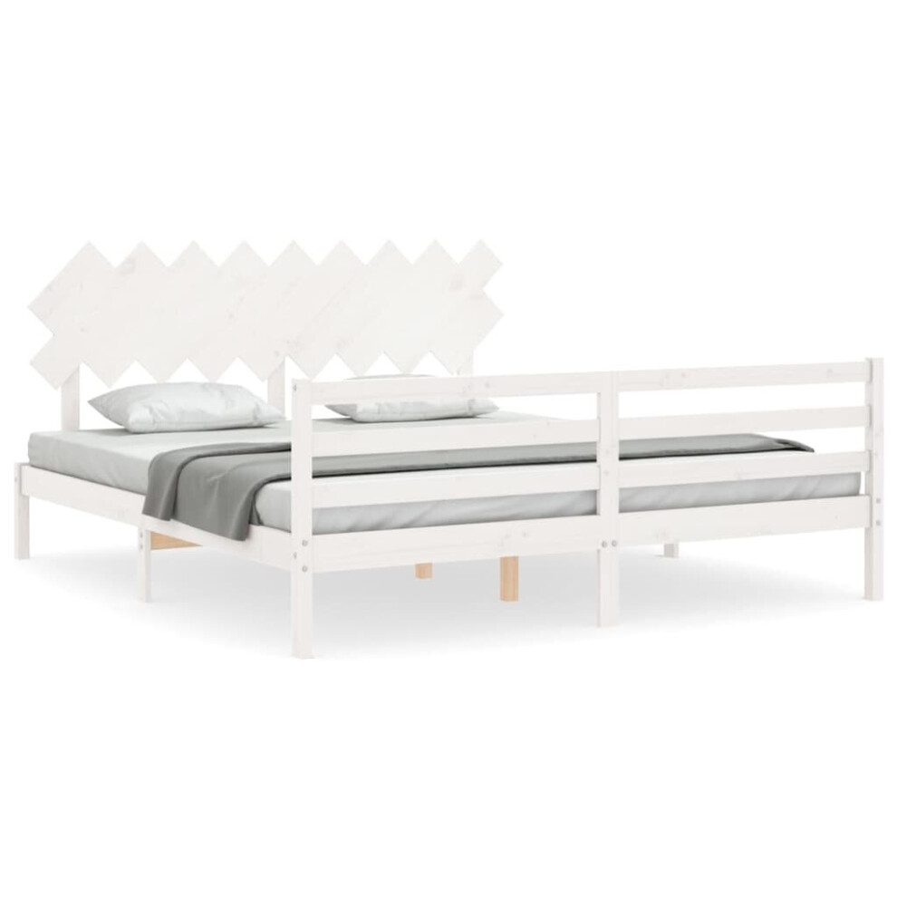 (white, 180 x 200 cm) vidaXL Bed Frame Platform Bed with Headboard Black Small Single Solid Wood