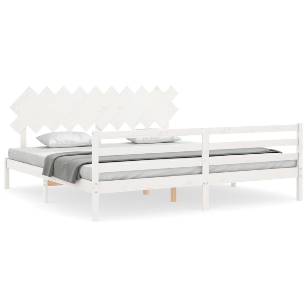 (white, 200 x 200 cm) vidaXL Bed Frame Platform Bed with Headboard Black Small Single Solid Wood