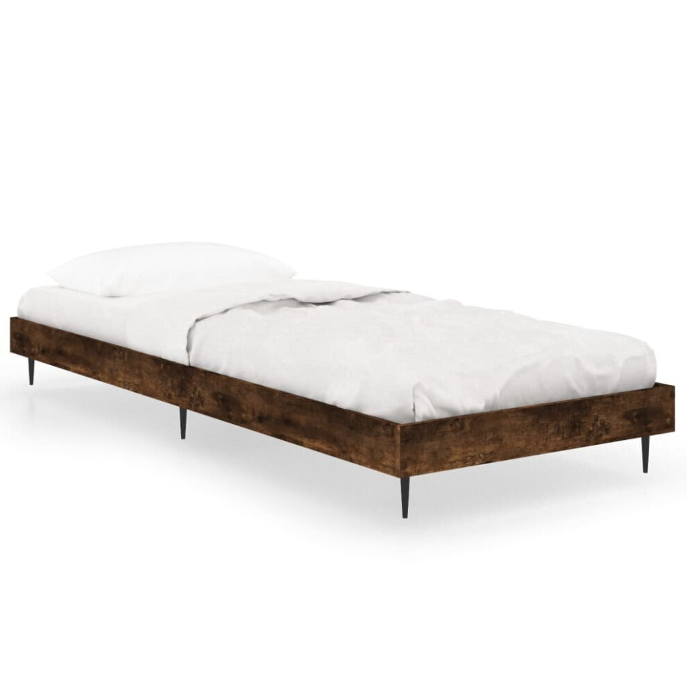 Vidaxl (Smoked Oak, 75 X 190 Cm) Bed Frame Bedroom Platform Bed Frame Bedstead Bed Base Engineered Wood