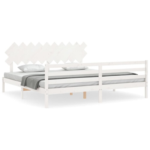 VidaXL (white, 200 x 200 cm) vidaXL Bed Frame Platform Bed with Headboard Black Small Single Solid Wood 1