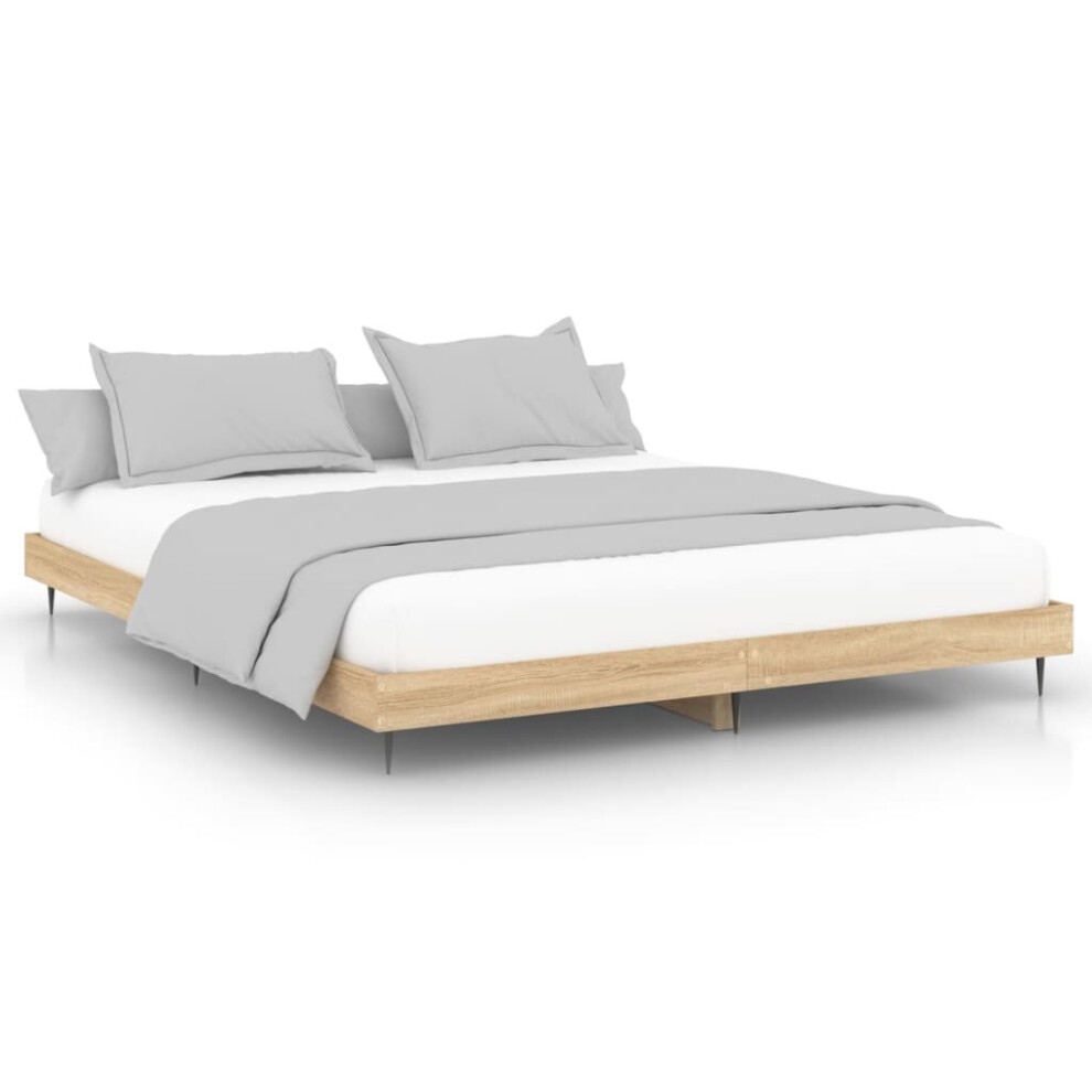 Vidaxl (Sonoma Oak, 120 X 200 Cm) Bed Frame Bedroom Platform Bed Frame Bedstead Bed Base Engineered Wood
