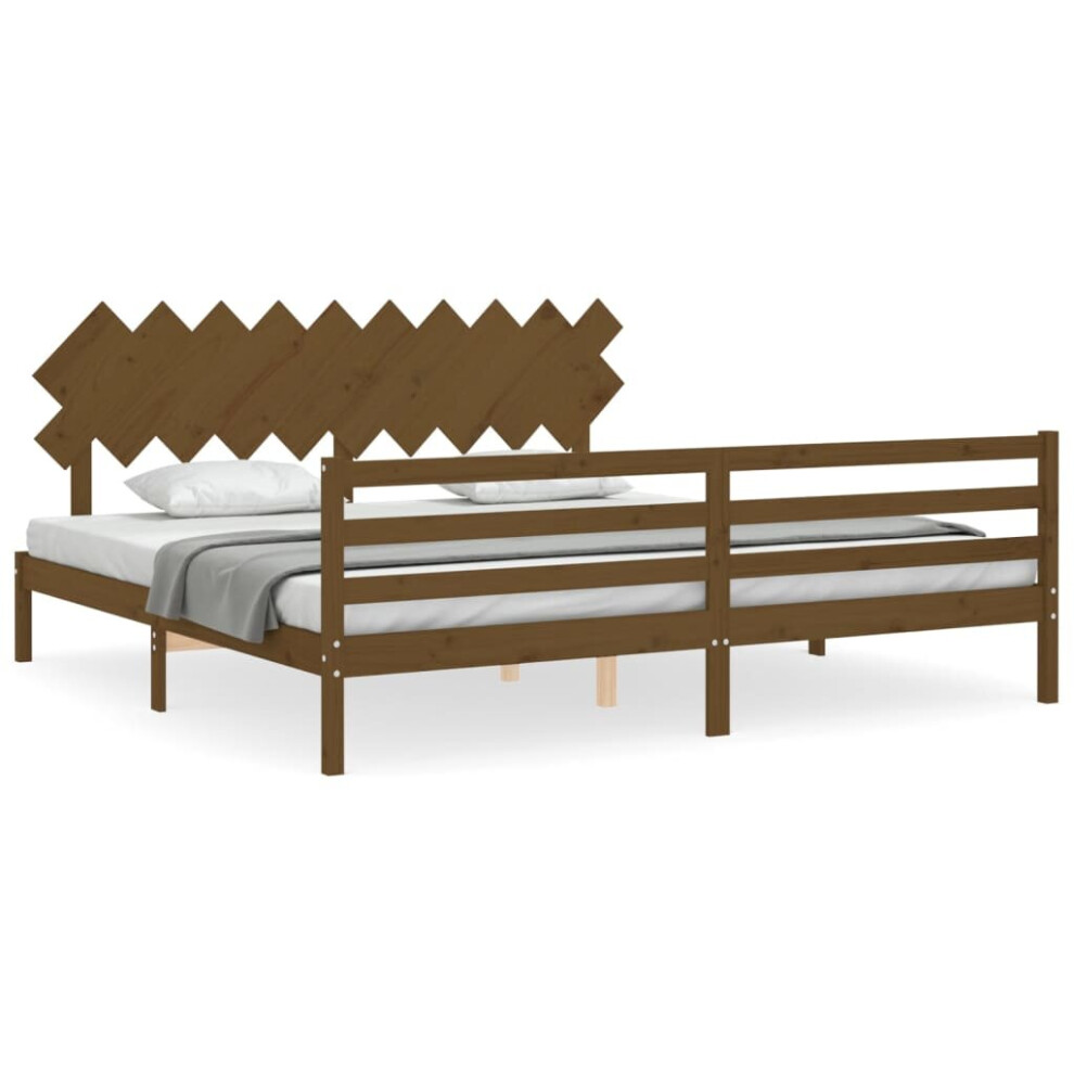 (honey brown, 200 X 200 cm) vidaXL Bed Frame Platform Bed With Headboard Black Small Single Solid Wood