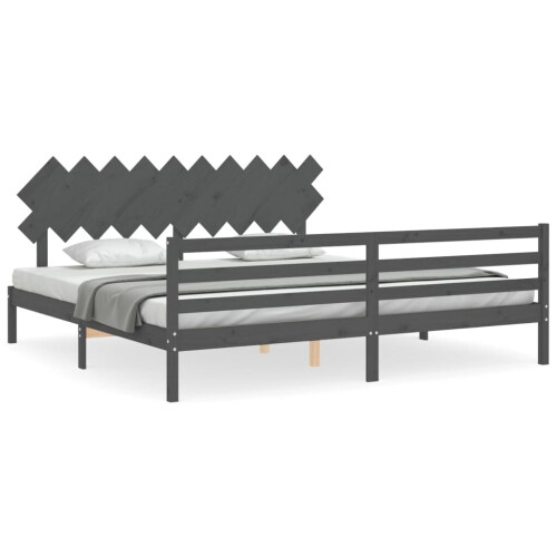 VidaXL (grey, 200 x 200 cm) vidaXL Bed Frame Platform Bed with Headboard Black Small Single Solid Wood 1