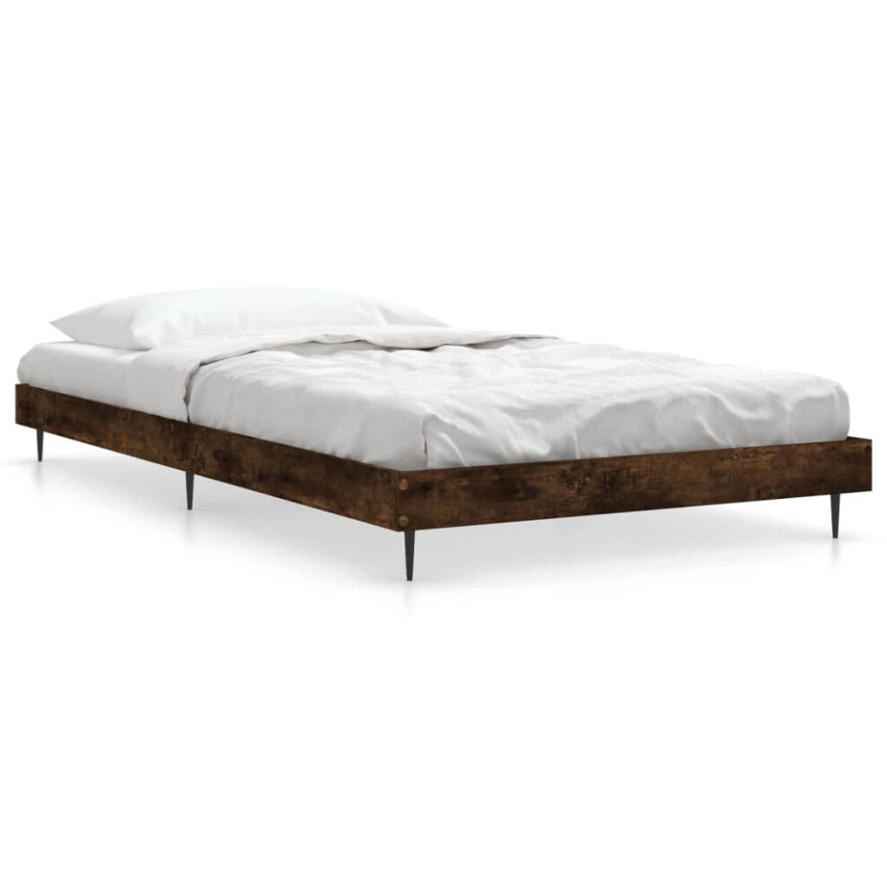 Vidaxl (Smoked Oak, 100 X 200 Cm) Bed Frame Bedroom Platform Bed Frame Bedstead Bed Base Engineered Wood