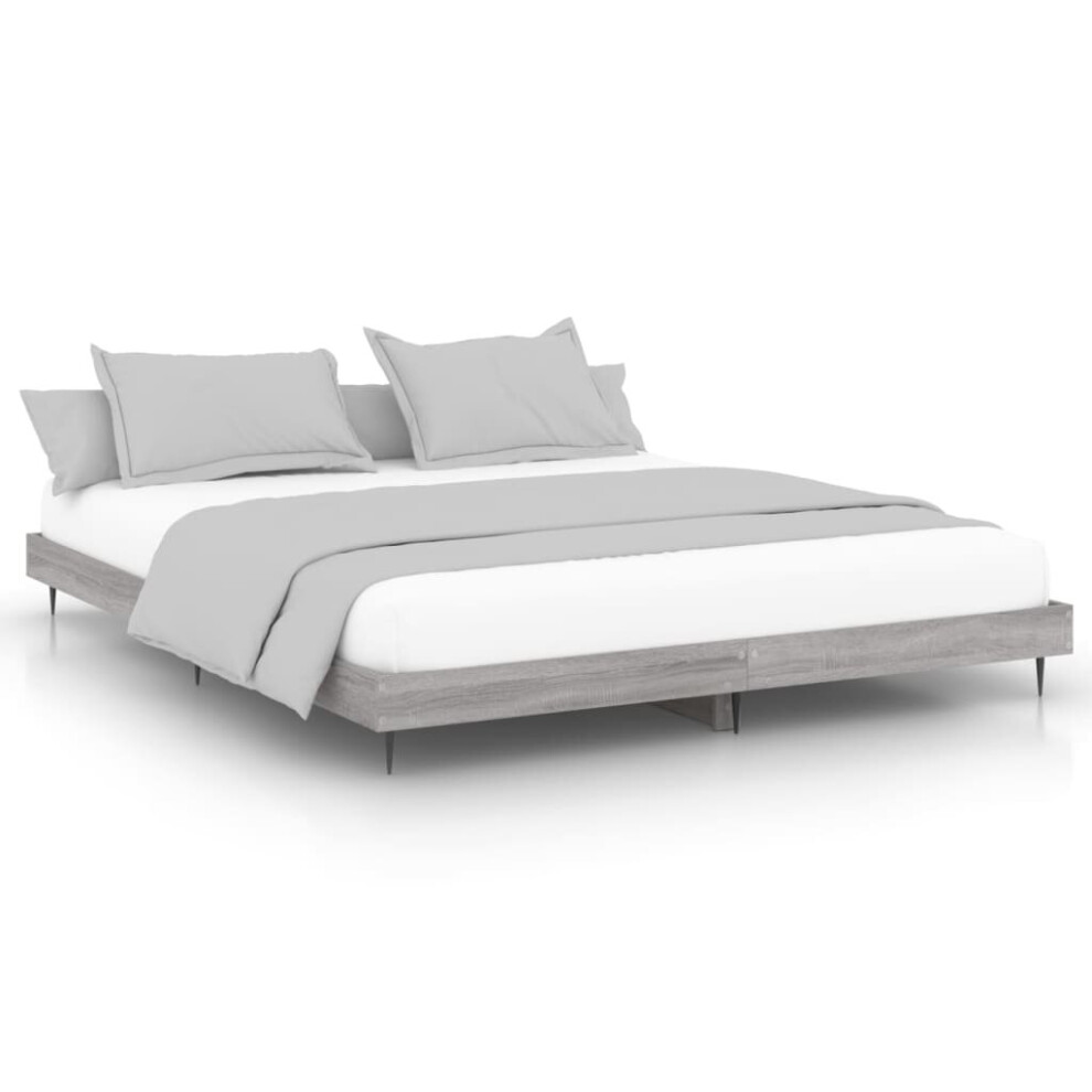 Vidaxl (Grey Sonoma, 120 X 200 Cm) Bed Frame Bedroom Platform Bed Frame Bedstead Bed Base Engineered Wood