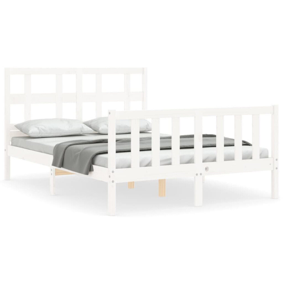 (white, 120 x 200 cm) vidaXL Bed Frame Bed Base Platform Bed with Headboard Grey Single Solid Wood