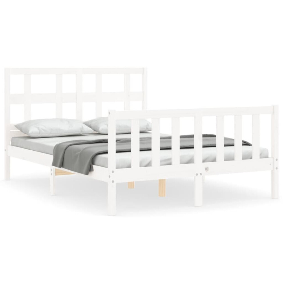 (white, 120 x 190 cm) vidaXL Bed Frame Bed Base Platform Bed with Headboard Grey Single Solid Wood