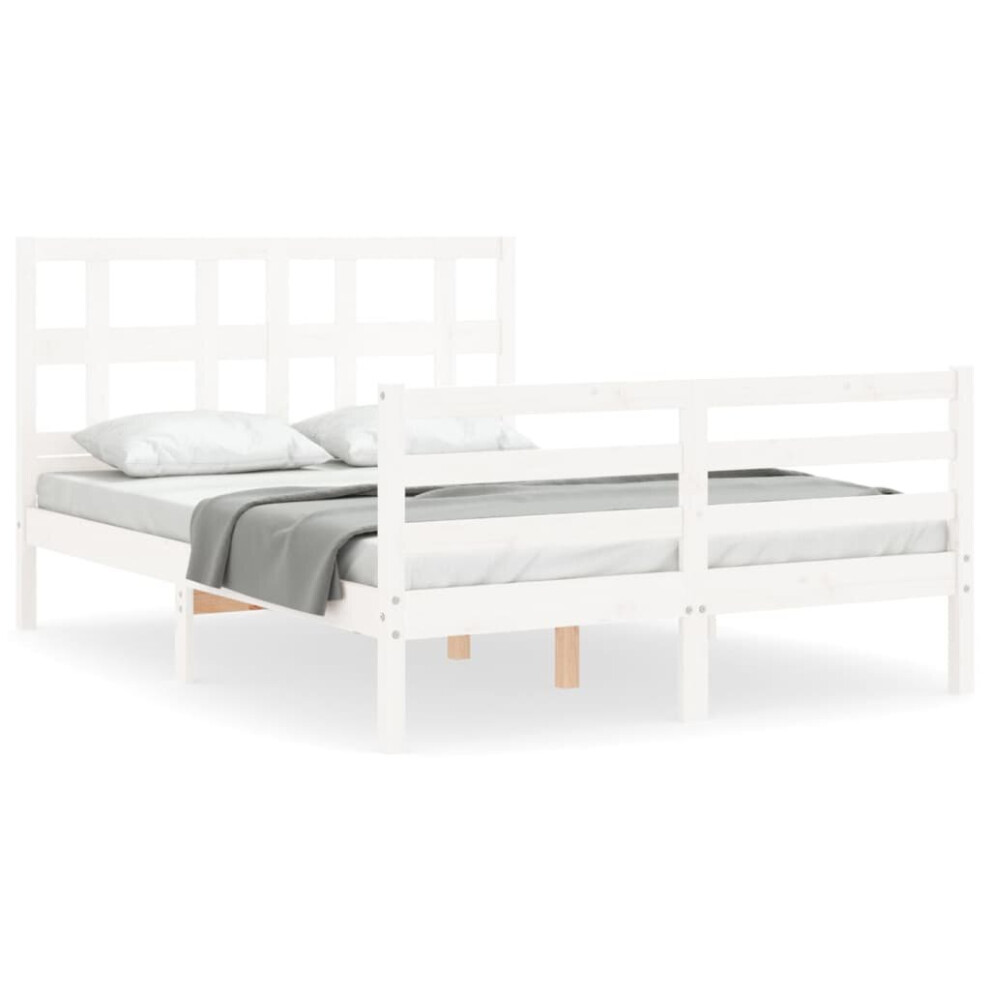 (white, 120 x 200 cm) vidaXL Bed Frame Platform Bed with Headboard Grey Super King Size Solid Wood