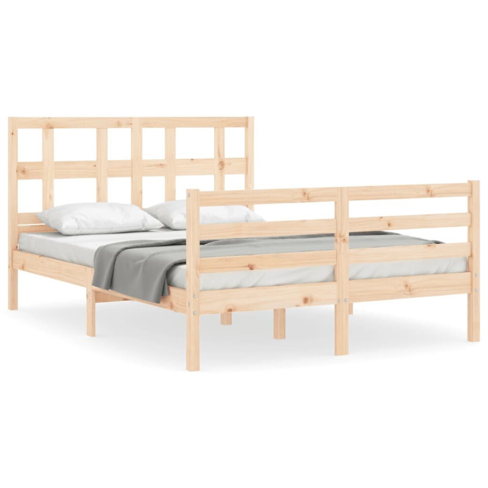 (brown, 120 X 190 cm) vidaXL Bed Frame Platform Bed With Headboard Grey Super King Size Solid Wood