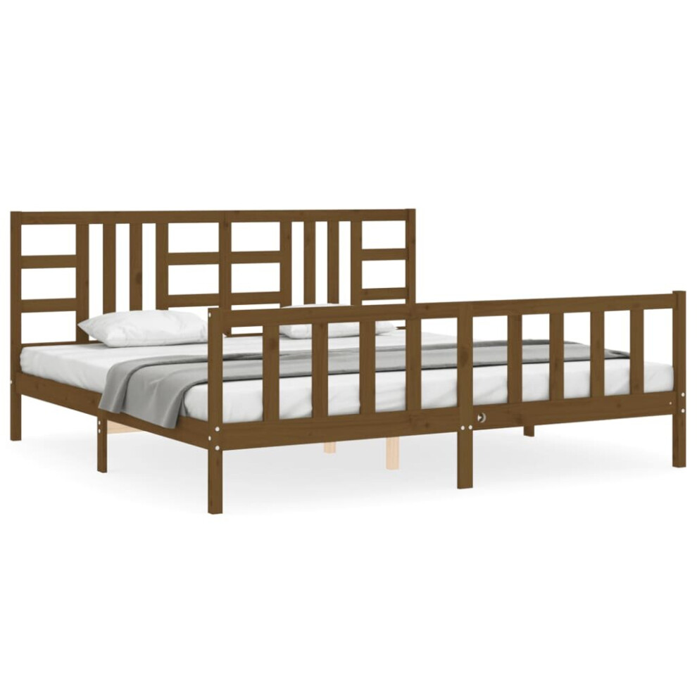 (honey brown, 200 x 200 cm) vidaXL Bed Frame Platform Bed with Headboard Black Small Double Solid Wood