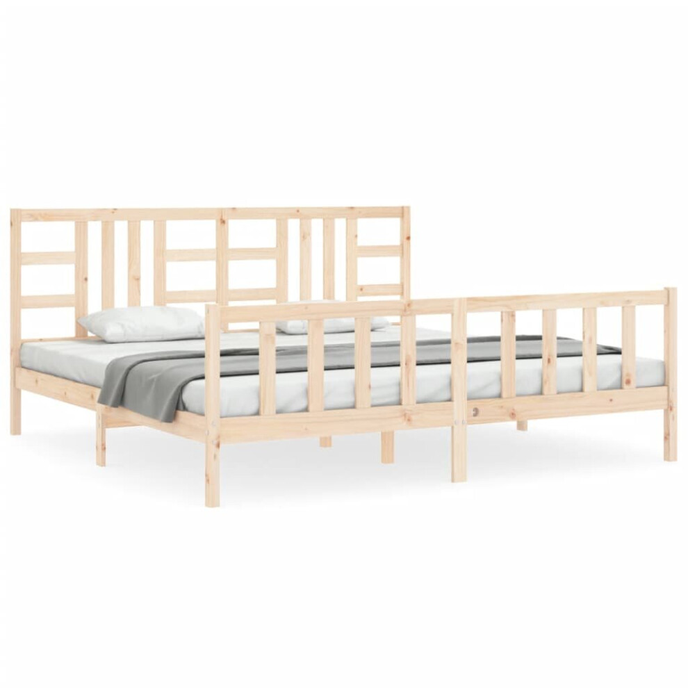 (brown, 200 x 200 cm) vidaXL Bed Frame Platform Bed with Headboard Black Small Double Solid Wood