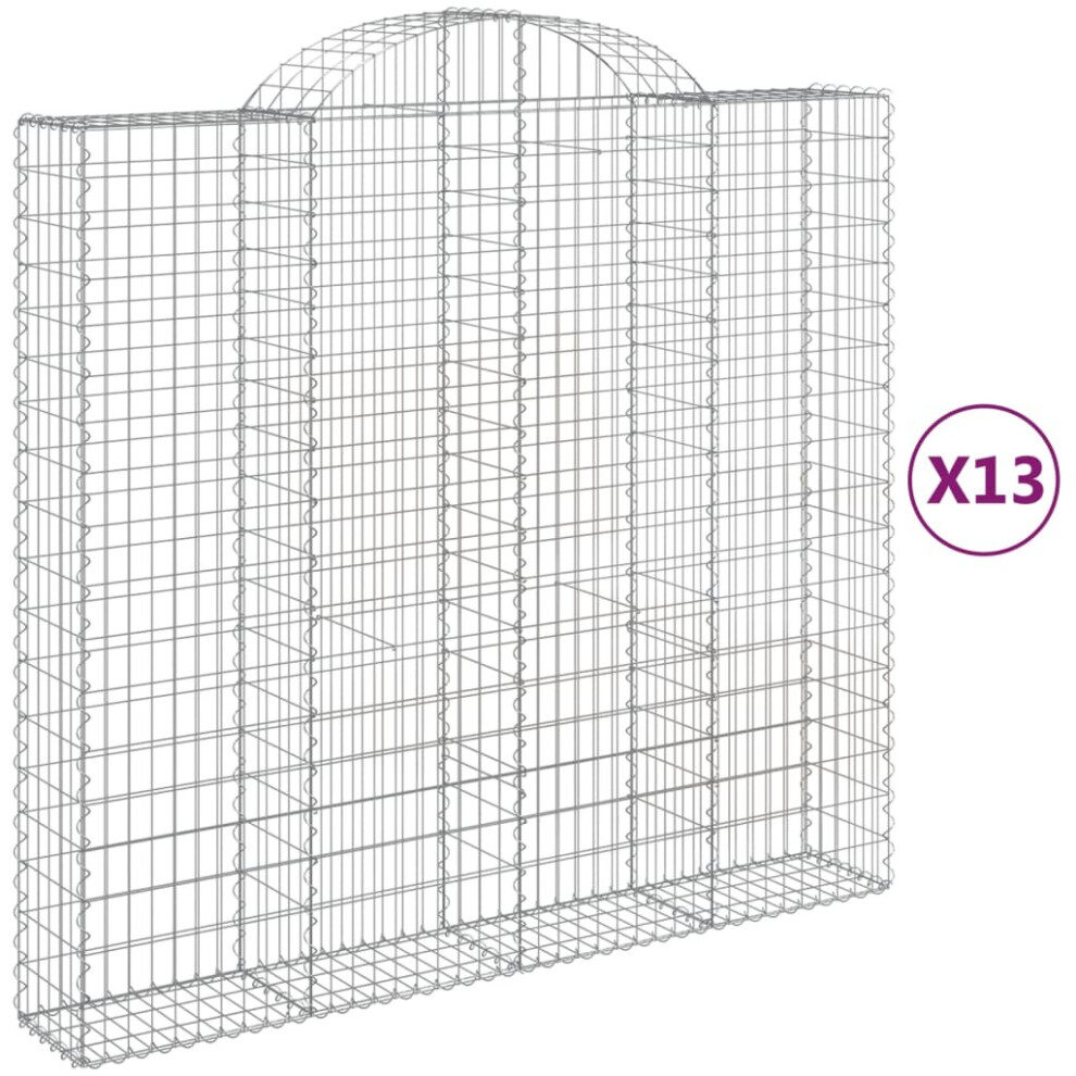 (200 x 50 x 180/200 cm/ 13 pcs) vidaXL Arched Gabion Basket Stone Basket Gabion Retaining Wall Galvanised Iron