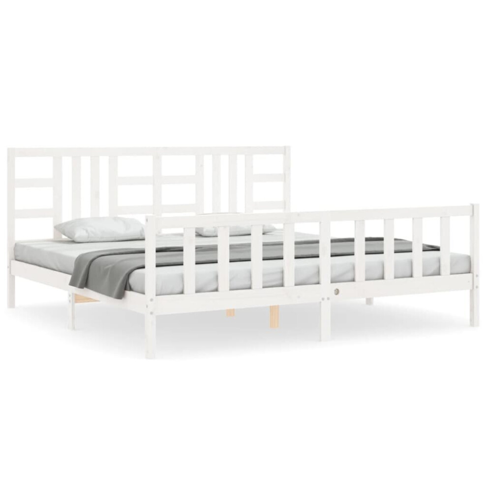 (white, 200 x 200 cm) vidaXL Bed Frame Platform Bed with Headboard Black Small Double Solid Wood