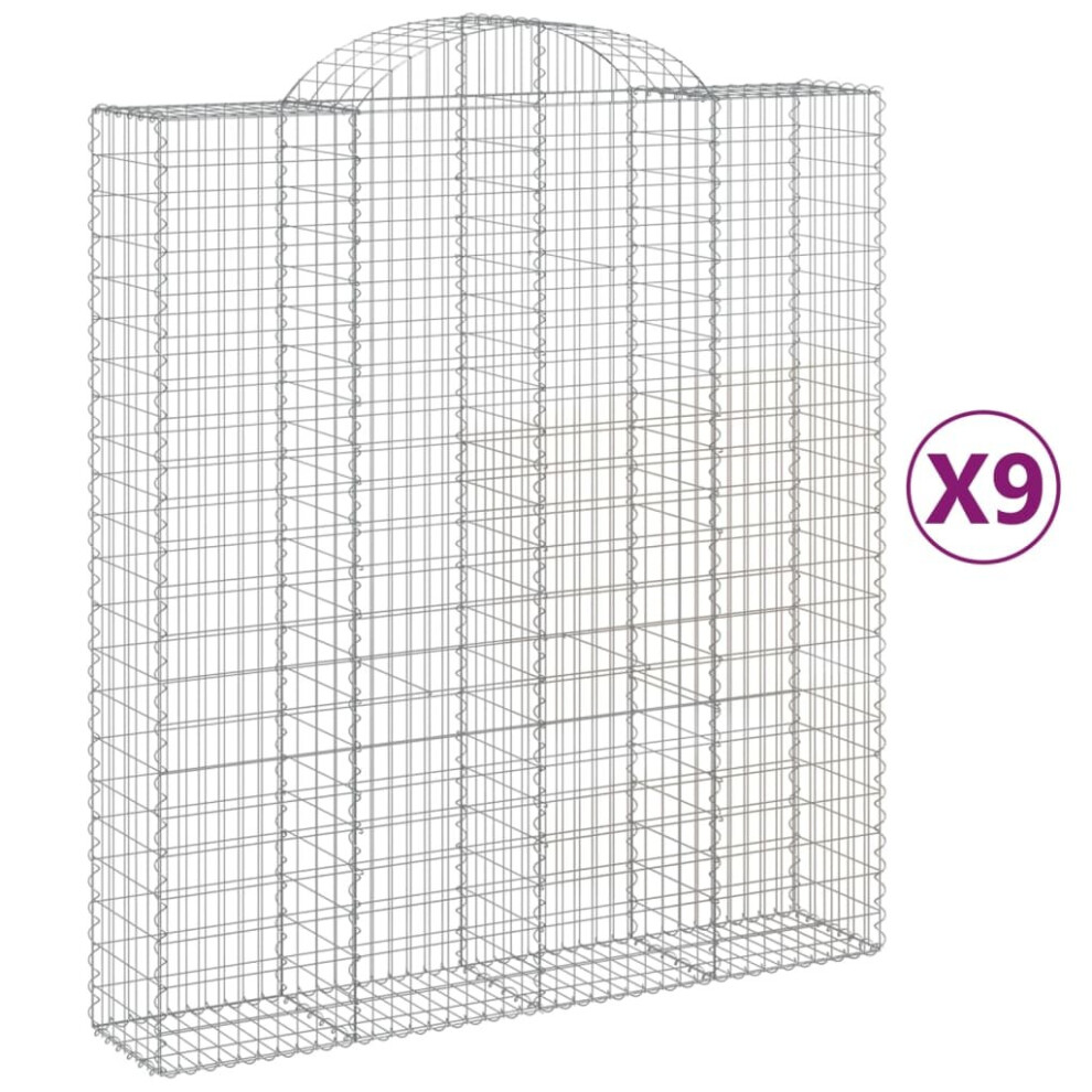 (200 x 50 x 220/240 cm/ 9 pcs) vidaXL Arched Gabion Basket Stone Basket Gabion Retaining Wall Galvanised Iron