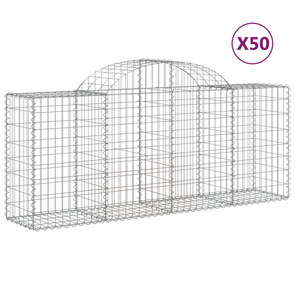 Vidaxl (200 X 50 X 80/100 Cm/ 50 Pcs) Arched Gabion Basket Stone Basket Gabion Retaining Wall Galvanised Iron