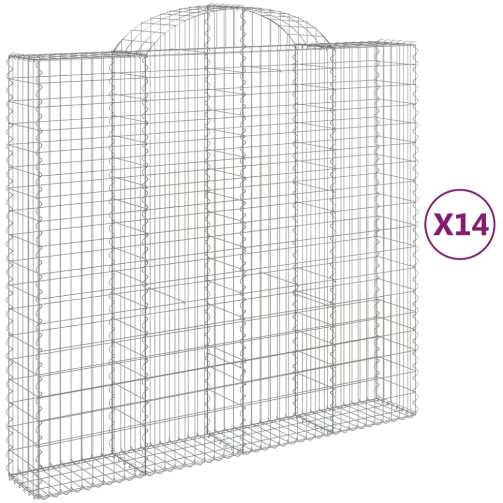 (200 x 50 x 180/200 cm/ 14 pcs) vidaXL Arched Gabion Basket Stone Basket Gabion Retaining Wall Galvanised Iron