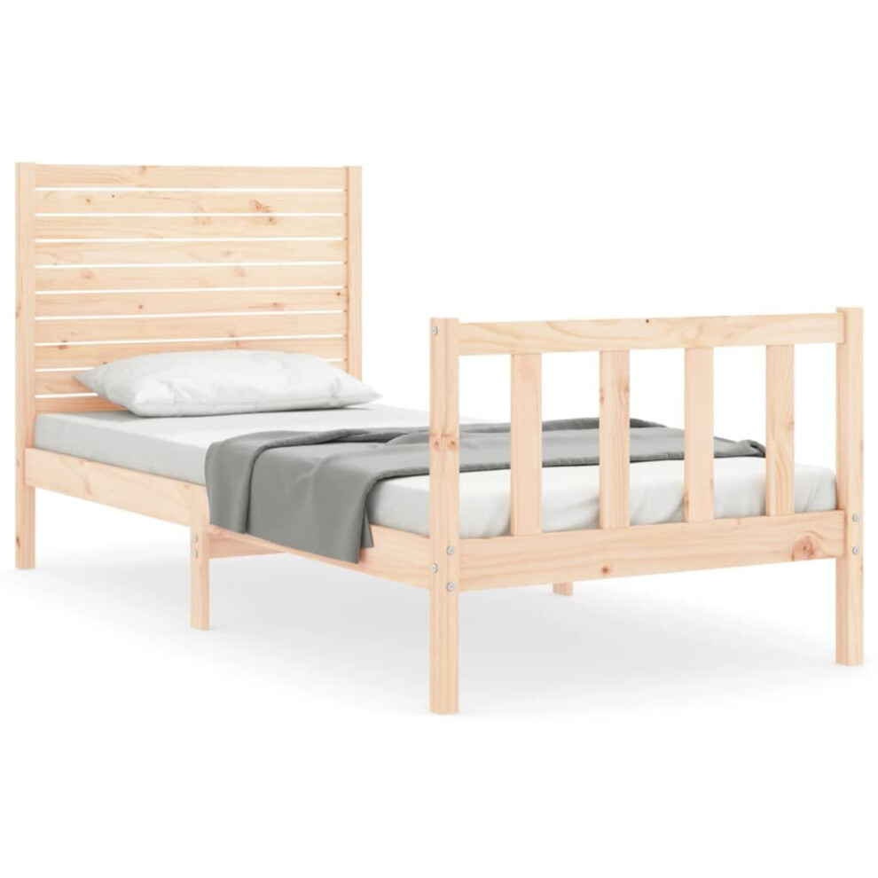 (brown, 90 x 200 cm) vidaXL Bed Frame Platform Bed with Headboard White Small Double Solid Wood