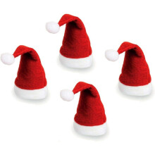 4 Santa Hats Wine Drink Bottle Toppers Father Christmas Novelty Gift