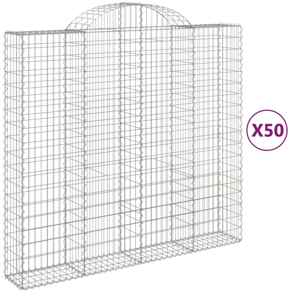Vidaxl (200 X 50 X 180/200 Cm/ 50 Pcs) Arched Gabion Basket Stone Basket Gabion Retaining Wall Galvanised Iron