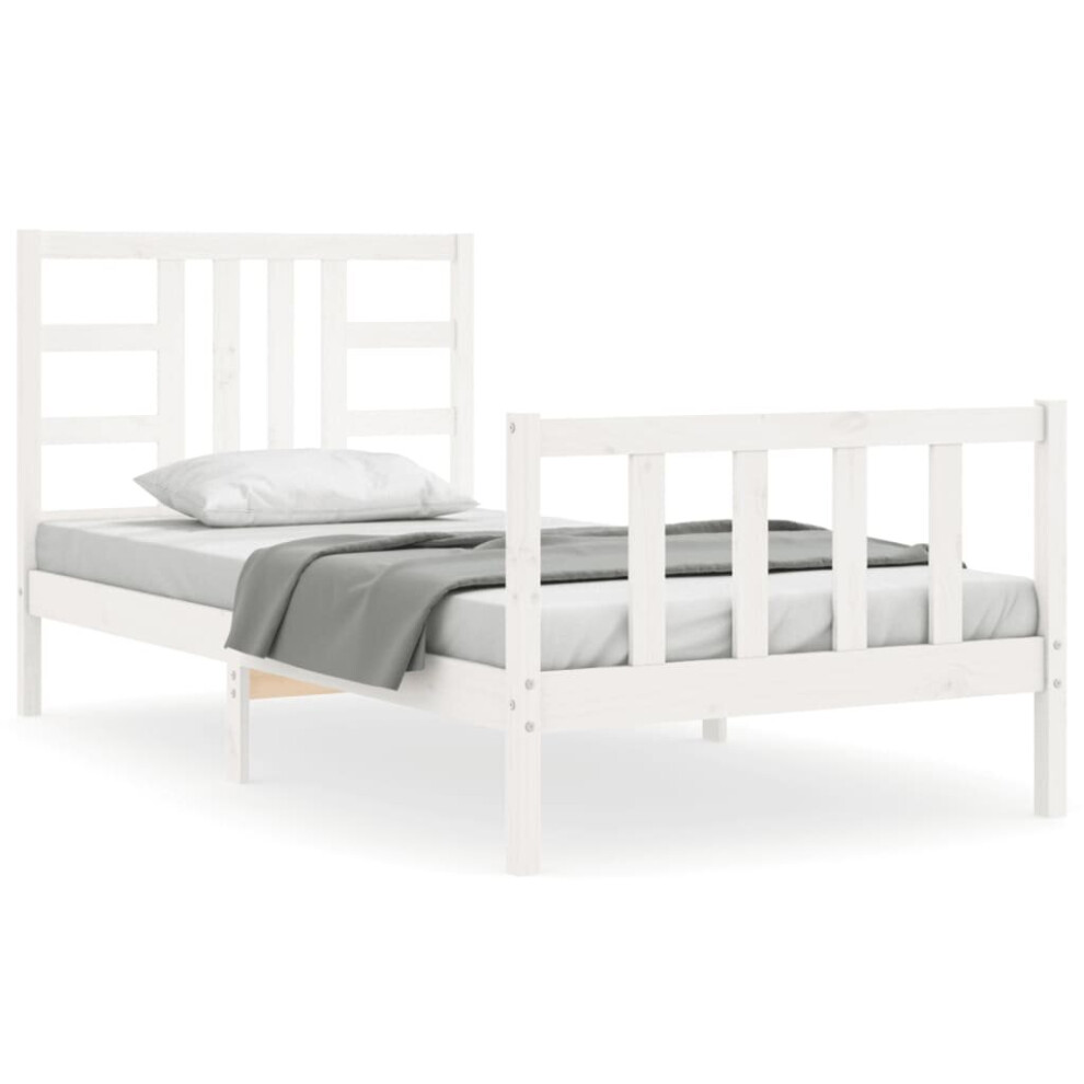 (white, 100 x 200 cm) vidaXL Bed Frame Platform Bed with Headboard Black Small Double Solid Wood