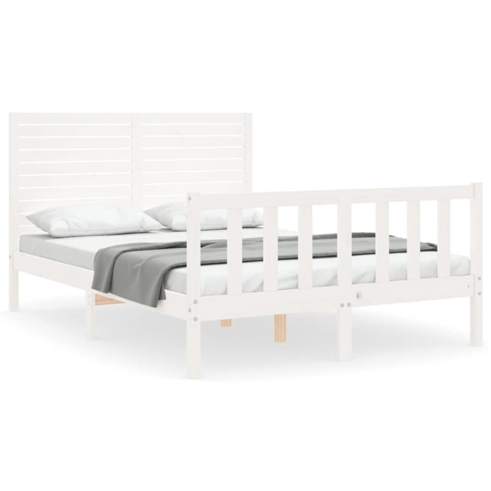 (white, 120 x 200 cm) vidaXL Bed Frame Platform Bed with Headboard White Small Double Solid Wood