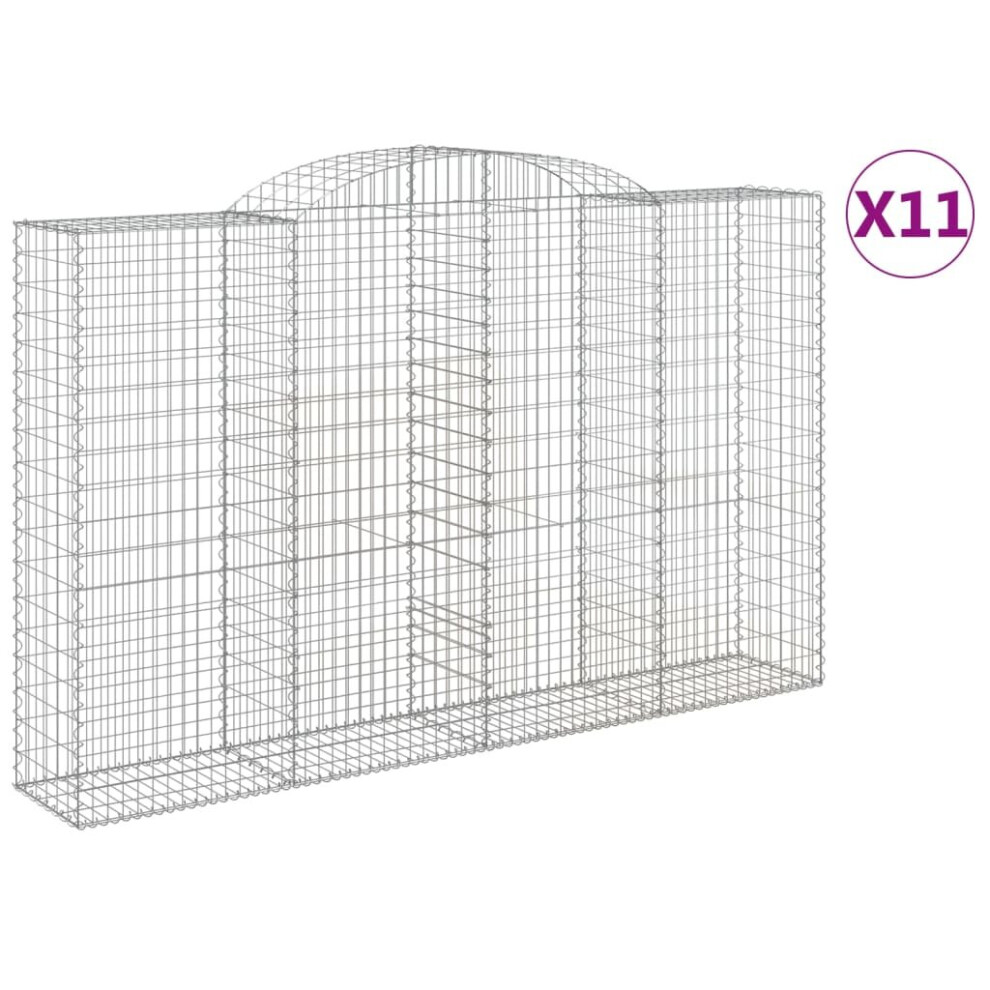 Photos - Garden & Outdoor Decoration VidaXL   Arched Gabion Basket Stone Basket Gabion Retaining Wall Galvanised Iron (300 x 50 x 180/200 cm/ 11 pcs)