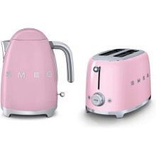Smeg Pink 50s Style Kettle & 2-Slice Toaster Set - KLF03PKUK + TSF01PKUK EEJB114