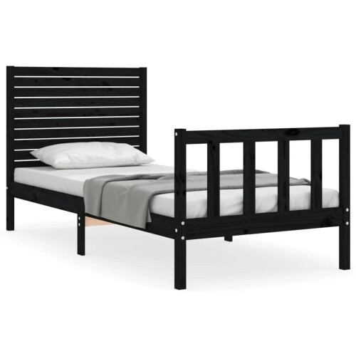 VidaXL (black, 75 x 190 cm) vidaXL Bed Frame Platform Bed with Headboard White Small Double Solid Wood 1