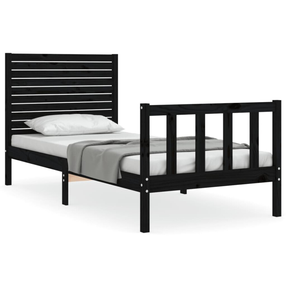 (black, 90 x 190 cm) vidaXL Bed Frame Platform Bed with Headboard White Small Double Solid Wood