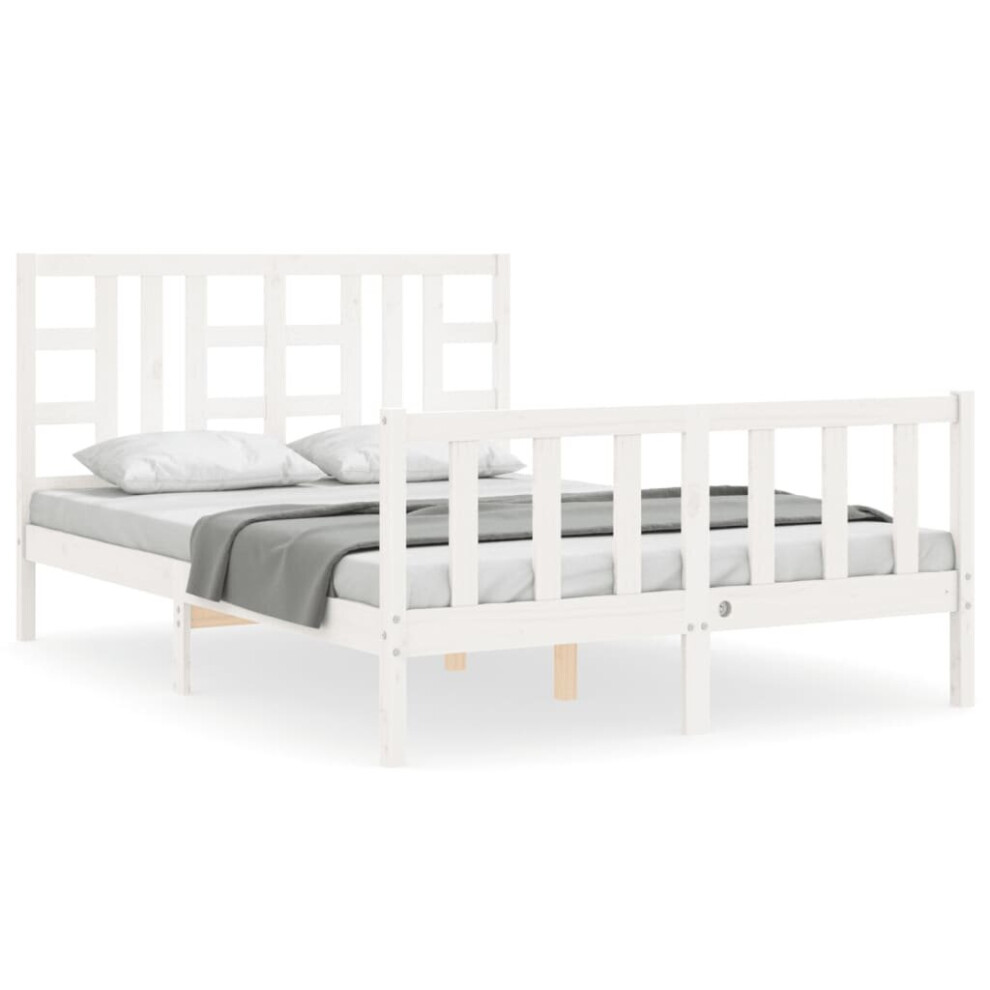 (white, 140 x 190 cm) vidaXL Bed Frame Platform Bed with Headboard Black Small Double Solid Wood