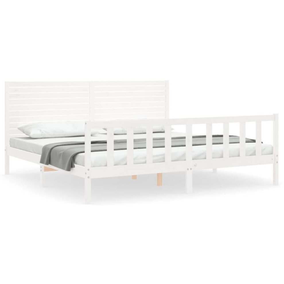 (white, 200 x 200 cm) vidaXL Bed Frame Platform Bed with Headboard White Small Double Solid Wood