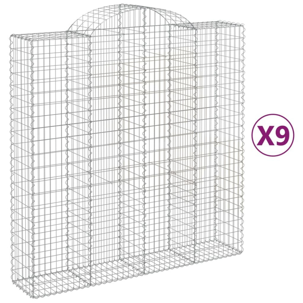 (200 x 50 x 200/220 cm/ 9 pcs) vidaXL Arched Gabion Basket Stone Basket Gabion Retaining Wall Galvanised Iron