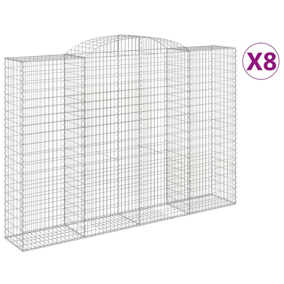 (300 x 50 x 200/220 cm/ 8 pcs) vidaXL Arched Gabion Basket Stone Basket Gabion Retaining Wall Galvanised Iron