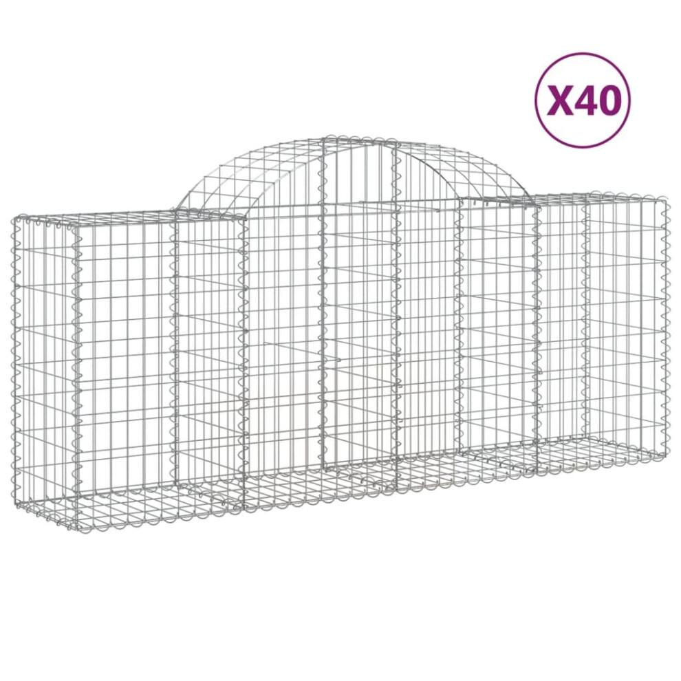 (200 x 50 x 80/100 cm/ 40 pcs) vidaXL Arched Gabion Basket Stone Basket Gabion Retaining Wall Galvanised Iron