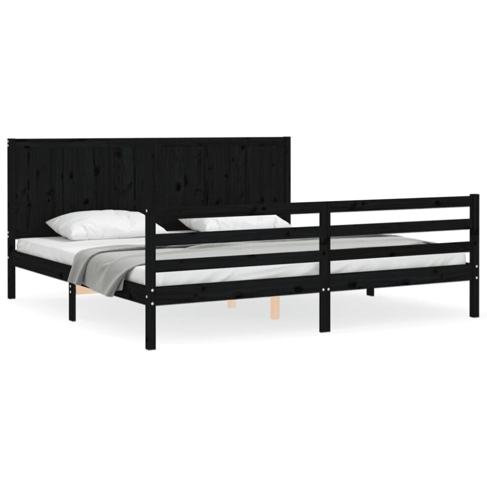 (black, 200 x 200 cm) vidaXL Bed Frame Bed Base with Headboard Honey Brown Small Double Solid Wood