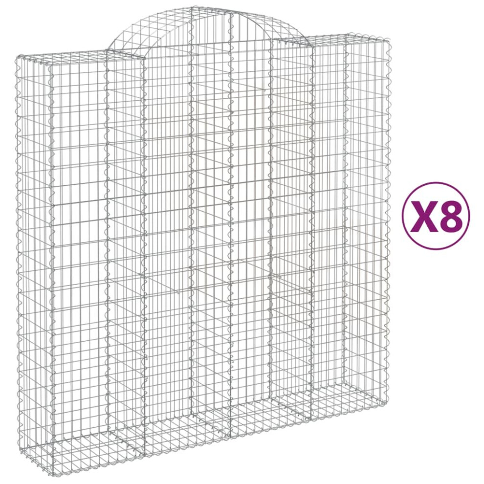 (200 x 50 x 200/220 cm/ 8 pcs) vidaXL Arched Gabion Basket Stone Basket Gabion Retaining Wall Galvanised Iron