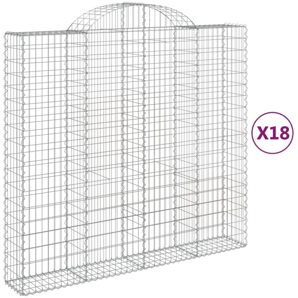 (200 x 50 x 180/200 cm/ 18 pcs) vidaXL Arched Gabion Basket Stone Basket Gabion Retaining Wall Galvanised Iron