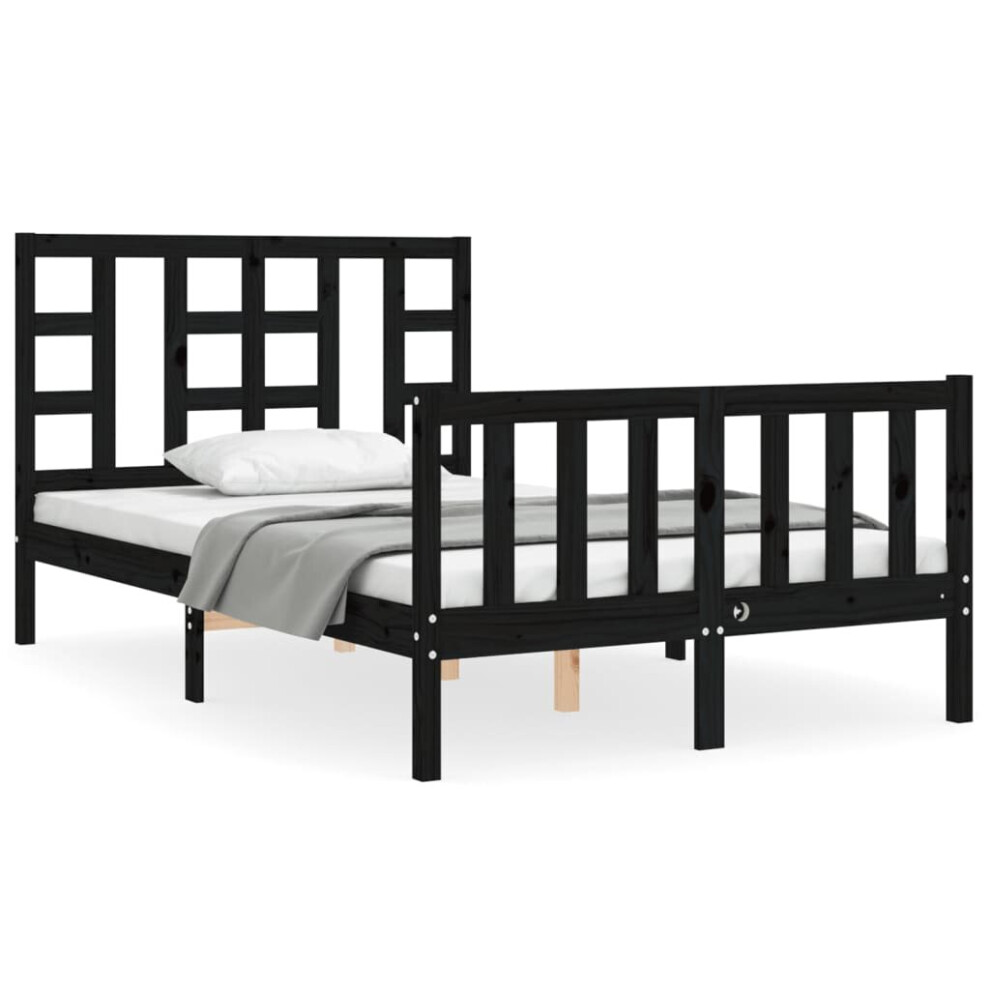 (black, 120 X 200 cm) vidaXL Bed Frame Platform Bed With Headboard Black Small Double Solid Wood