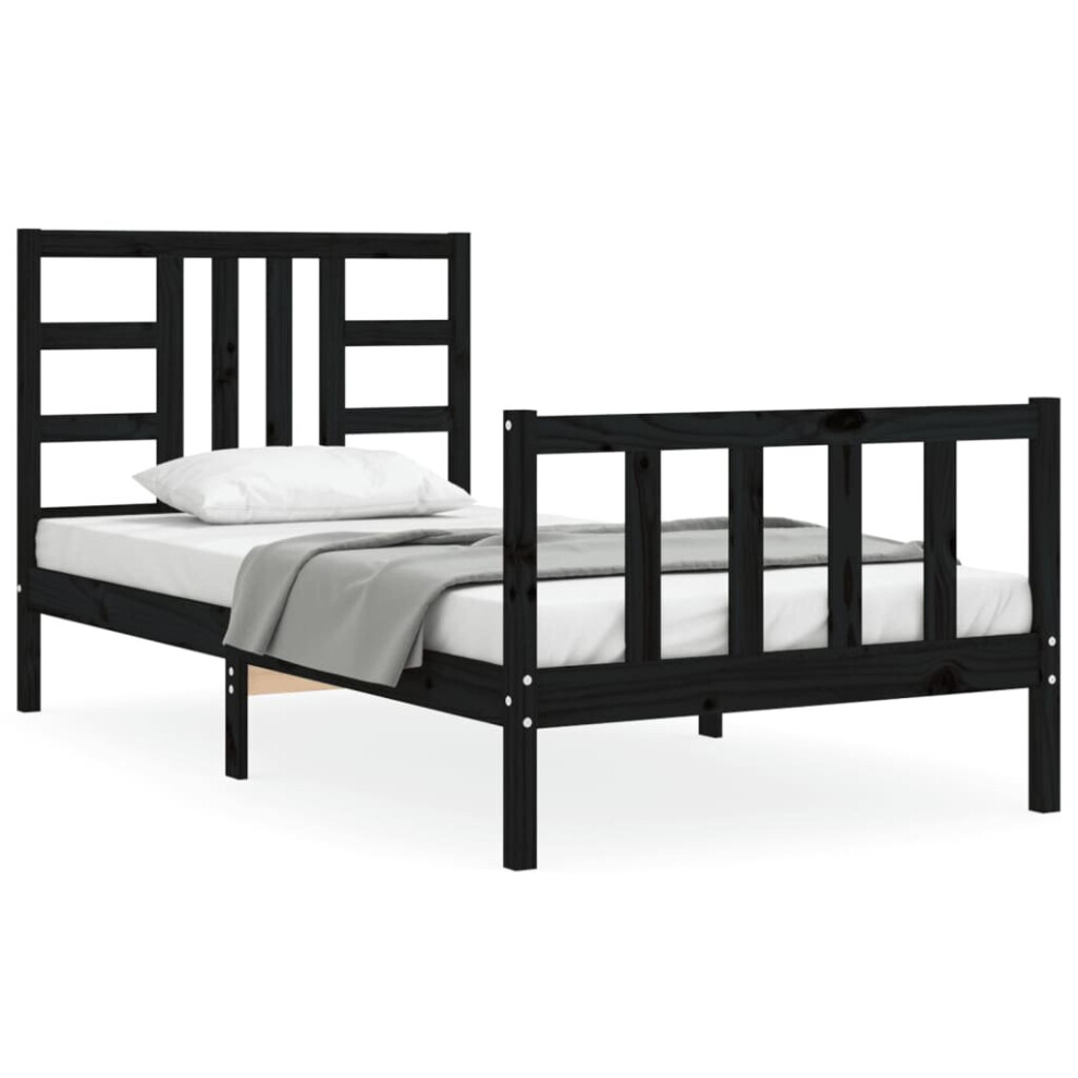 (black, 100 x 200 cm) vidaXL Bed Frame Platform Bed with Headboard Black Small Double Solid Wood