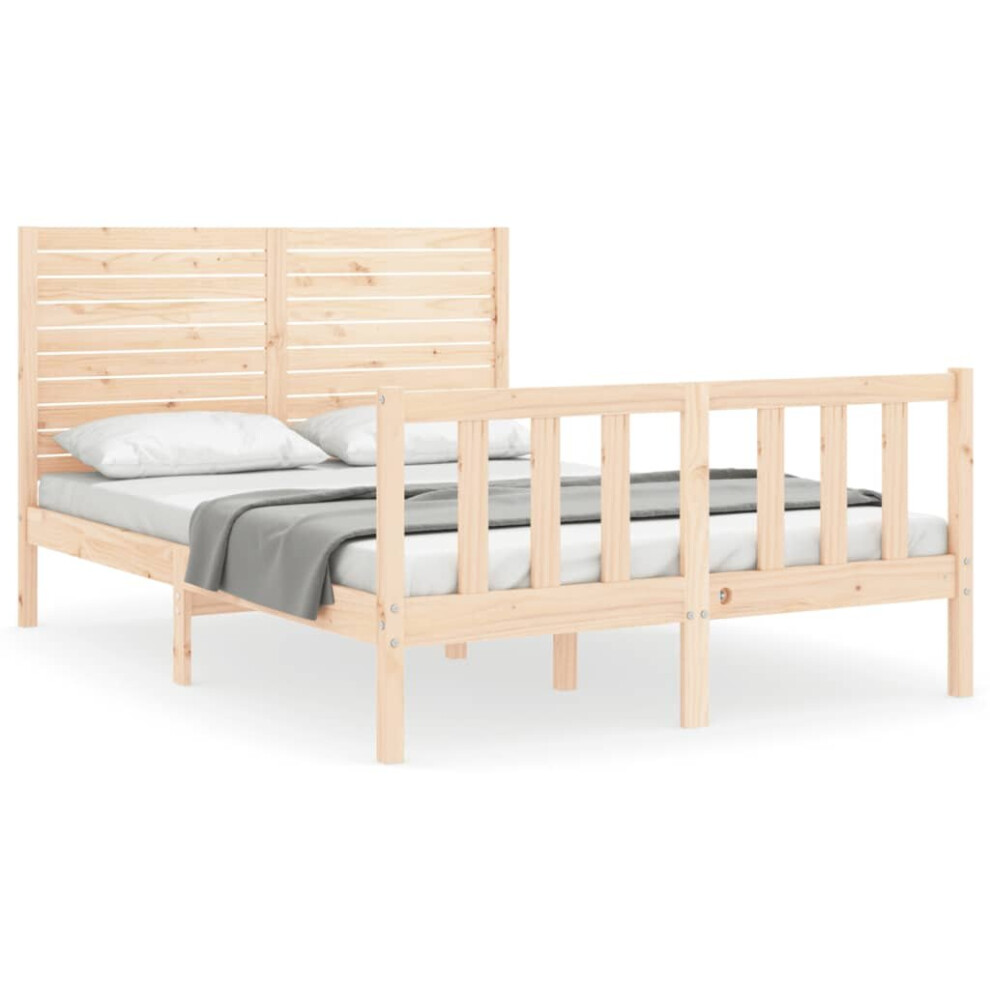 (brown, 120 x 190 cm) vidaXL Bed Frame Platform Bed with Headboard White Small Double Solid Wood