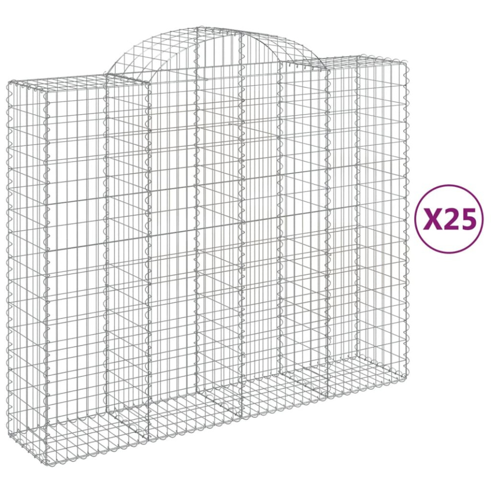 (200 x 50 x 160/180 cm/ 25 pcs) vidaXL Arched Gabion Basket Stone Basket Gabion Retaining Wall Galvanised Iron