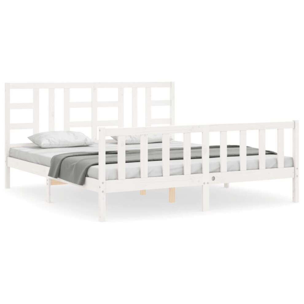 (white, 180 x 200 cm) vidaXL Bed Frame Platform Bed with Headboard Black Small Double Solid Wood