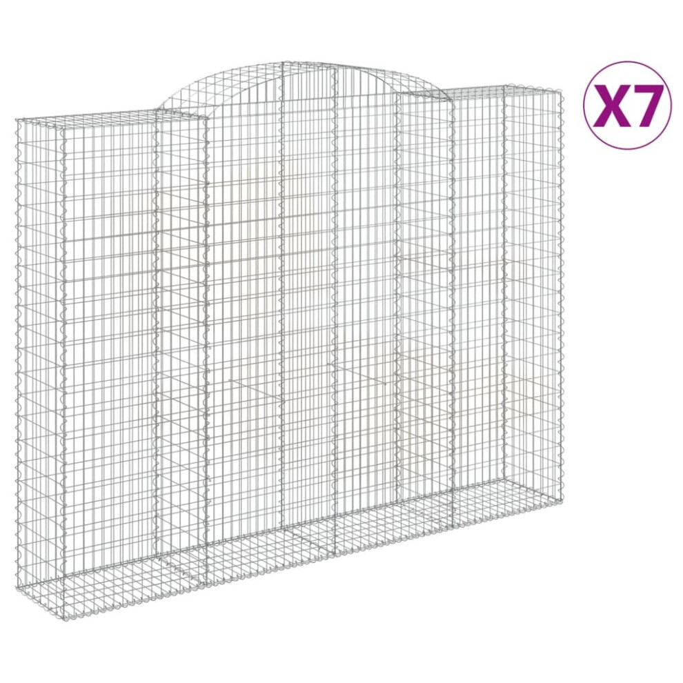 (300 x 50 x 220/240 cm/ 7 pcs) vidaXL Arched Gabion Basket Stone Basket Gabion Retaining Wall Galvanised Iron